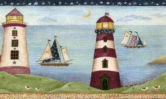 Blue Lighthouse Wallpaper Border
