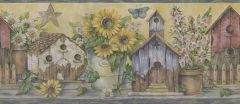 Birdhouse Yellow Wallpaper Border
