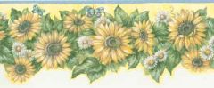 Sunflower and Daisy Yellow Wallpaper Border
