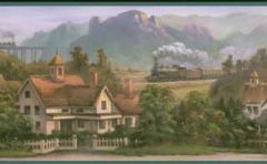 Scenic Train Wallpaper Border