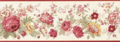 Mixed Red Yellow & Pink Flower Wallpaper Border