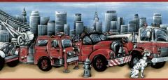 Red Fire Truck Dalmatian Wall Paper Border