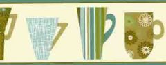 Cafe Chic Coffee Cup Wallpaper Border - Waverly