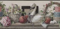 Primitive Country Shelf Wallpaper Border - Village