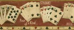 Poker Hands Faux Wood Wallpaper Border