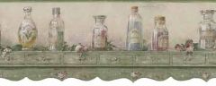 Potpourri On Green Primitive Shelf Wallpaper Border