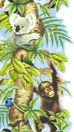 Jungle Animals In Tree Vertical Wallpaper Border - Village
