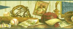 Blue Cooperstown Shelf Wallpaper Border
