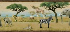 African Safari Animals Wallpaper Border - Village