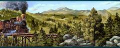 Teal Mountain Train Wall Border