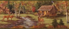 Lodge Green Stag Creek Portrait Wallpaper Border Chesapeake BBC50051B