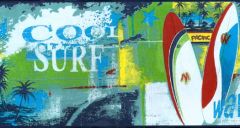 Cool Surf Beach Wallpaper Border - Norwall Home Trends