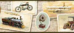 Antique Vehicles Wallpaper Border - Norwall Wallcoverings