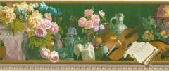 Elegant Roses and Violin Wallpaper Border 79085B