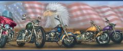 Bruce Blue Americana Motorcycles Portrait Wallpaper Border Chesapeake BBC92321B