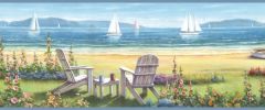 Barnstable Blue Seaside Cottage wallpaper border Chesapeake DLR20021B