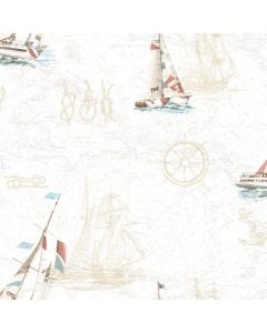 Flagler Salmon Water'S Edge Map Wallpaper Sidewall Chesapeake DLR47503