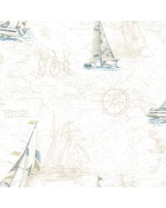 Flagler Green Water'S Edge Map Wallpaper Sidewall Chesapeake DLR47504