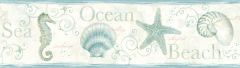 Island Bay Teal Seashells wallpaper border Chesapeake DLR53562B