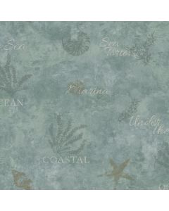 Marina Teal Scenic Seaside Wallpaper Sidewall Chesapeake DLR54571