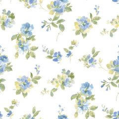 Captiva Blue Watercolor Floral Wallpaper Sidewall Chesapeake DLR54591