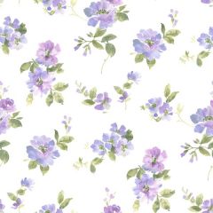 Captiva Purple Watercolor Floral Wallpaper Sidewall Chesapeake DLR54593