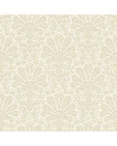 Seascape Beige Damask Wallpaper Sidewall Chesapeake DLR54645