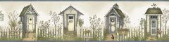 White Cottage Outhouses Wallpaper Border Chesapeake FFR05082B