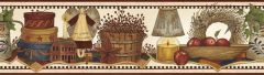 Neutral Punched Tin Still Life Wallpaper Border Chesapeake FFR08091B