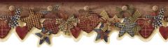 Brown Quilted Hearts & Stars Wallpaper Border Chesapeake FFR15103B