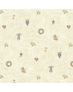 Neutral Wreath Spot Wallpaper Sidewall Chesapeake FFR21711