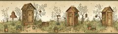 Neutral Garden Outhouses Wallpaper Border Chesapeake FFR65022B