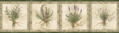 Green Herb Bouquets Wallpaper Border Chesapeake FFR65131B