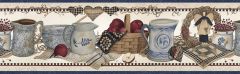 Neutral Blue Stoneware Wallpaper Border Chesapeake FFR65181B