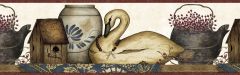 White Swan & Kettle Wallpaper Border Chesapeake FFR65431B