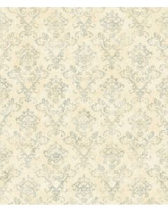 Cream Stencil Damask Wallpaper Sidewall Chesapeake FFR66353