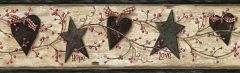 Dorothy Sand Star Heart Sprig Wallpaper Border Chesapeake PUR44532B