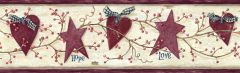 Dorothy Rose Star Heart Sprig Wallpaper Border Chesapeake PUR44533B