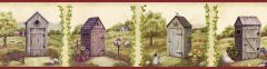Country Meadows Outhouse Wallpaper Border - Chesapeake Wallcovering