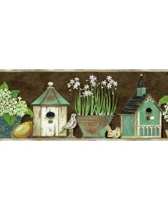 Deedle Brown Sweet Homey Portrait Wallpaper Border Chesapeake PUR44562B