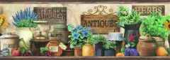Brittany Black Herbs Antiques Portrait Wallpaper Border Chesapeake PUR44581B