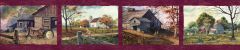 Norm Red Quiet Country Scenes Wallpaper Border Chesapeake PUR44591B