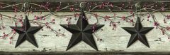 Ennis Grey Rustic Barn Star Wallpaper Border Chesapeake PUR44601B