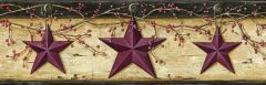Ennis Wheat Rustic Barn Star Wallpaper Border Chesapeake PUR44603B