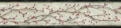 Florence Grey Winterberry Branch Trail Wallpaper Border Chesapeake PUR44611B