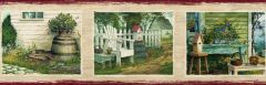 Lumega Red Bucks Country Portraits Wallpaper Border Chesapeake PUR44621B