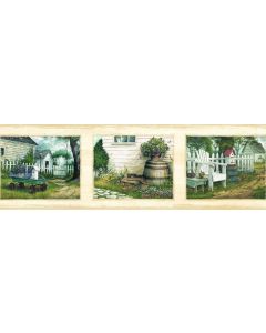 Lumega Cream Bucks Country Portraits Wallpaper Border Chesapeake PUR44622B
