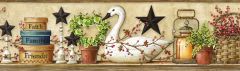 Rue Sand Swan Star Collage Wallpaper Border Chesapeake PUR44631B