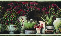 Frema Black Floral Still Life Wallpaper Border Chesapeake PUR44641B