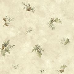 Brimstone Bone Forest Leaf Toss Wallpaper Sidewall Chesapeake TLL01351